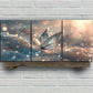 3pcs Butterflies Stunning Gold Bubbles Metal Print Ready to Hang Art