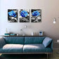 3pcs Black And White Blue Rose Flowers  Metal Print Ready to Hang Art