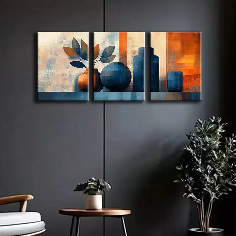 3pcs Abstract Vase Canvas Framed 40x60cm - High Quality Print 100% Australian Made Wall Canvas Ready to Hang