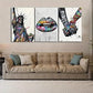 3pcs Colorful Lip Hands Statue Painting  Metal Print Ready to Hang Art