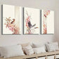 3pcs Bird and Botanical Flower Illustration Wall Art Set Canvas Framed 40x60cm - High Quality Print 100% Australian Made Wall Canvas Ready to Hang