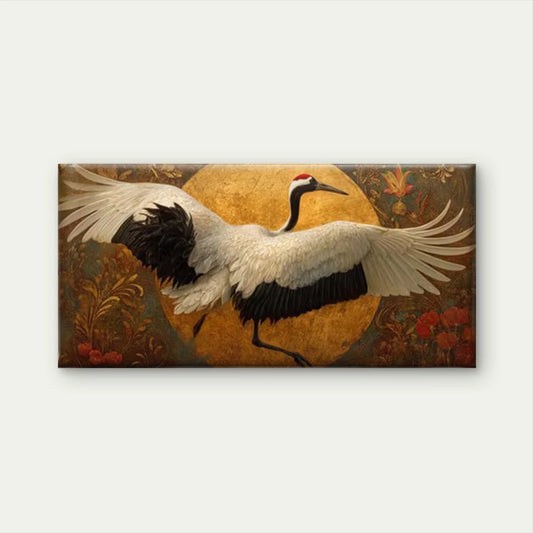 Crowned Crane with Spread Wings Wall Art Canvas Office Home Room Framed 120x60cm