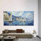 Sailboats on Sea with Cliffs Wall Art Canvas Office Home Room Framed 120x60cm