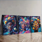 3pcss  Art Deco Modern Colorful Face Design Wall Art Set Canvas Framed 40x60cm - High Quality Print 100% Australian Made Wall Canvas Ready to Hang