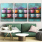 3pcs Vibrant Floral Teacup Stacks Metal Print Ready to Hang Art