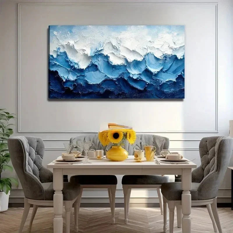Acrylic Painting Ocean Wave Wall Art Canvas Office Home Room Framed 80x45cm
