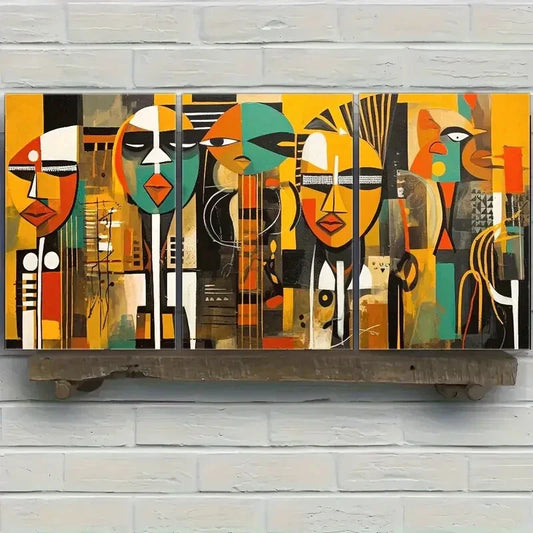 3pcs Abstract Art Decoration Poster African Tribal Metal Print Ready to Hang Art