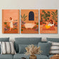 3pcs  Serene Plant & Girl Illustrations Metal Print Ready to Hang Art