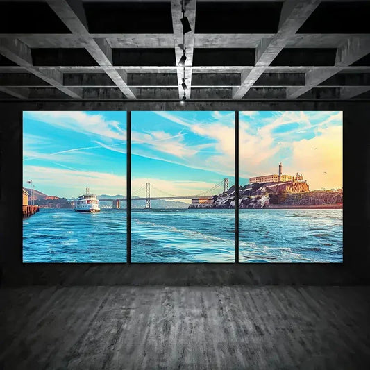 3pcs Beach Waves Blue Sky White Clouds Metal Print Ready to Hang Art