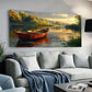 River sunset lonely boat wall canvas office home room framed 120x60cm
