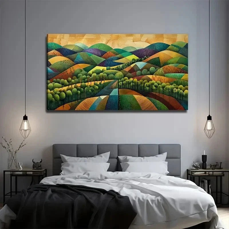 Vibrant Autumn Forest Scene Wall Art Canvas Office Home Room Framed 80x45cm