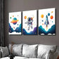 3pcs Cute Astronaut Traveling Planet & Rockets Wall Art Set Canvas Framed 40x60cm - High Quality Print 100% Australian Made Wall Canvas Ready to Hang