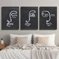 3pcs Abstract Black And White Line Human Face Metal Print Ready to Hang Art