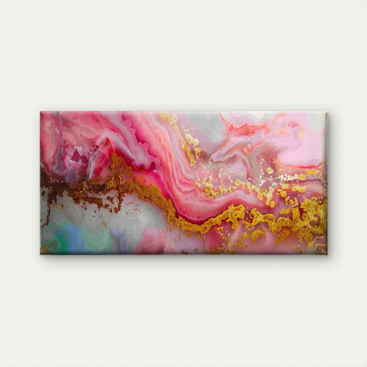 Pink And Gold Swirl Abstract Wall Art Canvas Office Home Room Framed 120x60cm