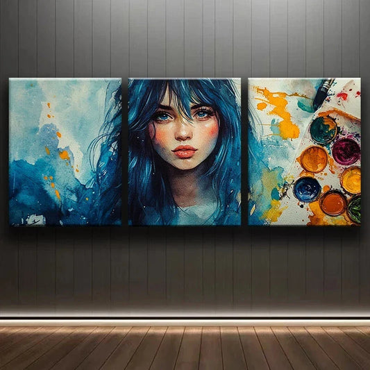 3pcs Modern Figure Colourful Painting Metal Print Ready to Hang Art