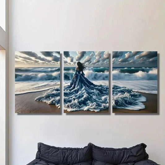 3pcs Ocean Beach Fantasy Style Nature Scenery Metal Print Ready to Hang Art