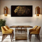 Lion'S Golden Fur in Blcack Wall Art Canvas Office Home Room Framed 120x60cm