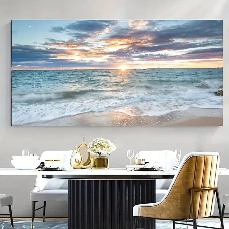Ocean Sunset Sky Seascape Wall Art wall canvas office home room framed 120x60cm