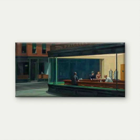 Night City Diner Street Wall Art Canvas Office Home Room Framed 80x45cm
