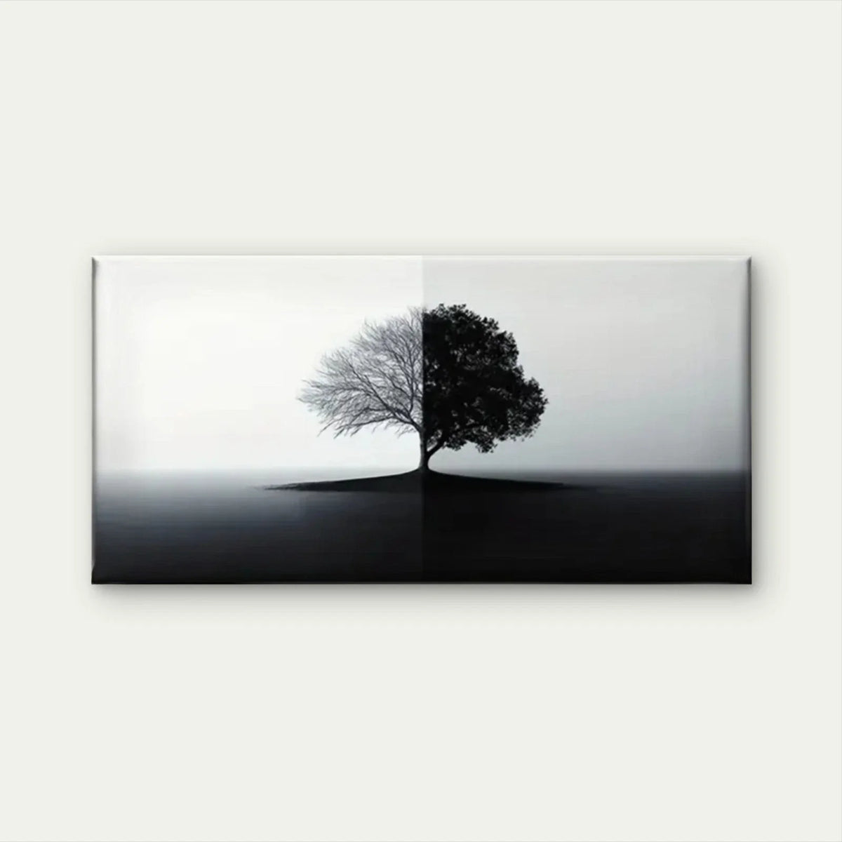 Black White Tree Silhouette Wall Art Canvas Office Home Room Framed 120x60cm
