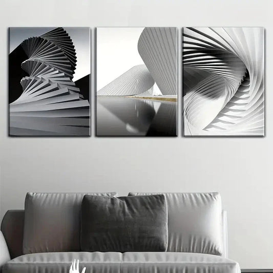 3pcs  black and white abstract creative Metal Print Ready to Hang Art