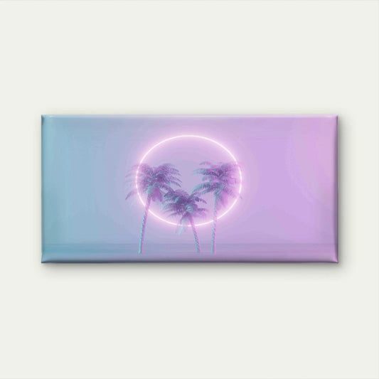 Neon Glowing Light ,Palm Trees Wall Art Canvas Office Home Room Framed 80x45cm