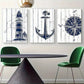 3pcs Light House Blue & Gray Elegant Metal Print Ready to Hang Art