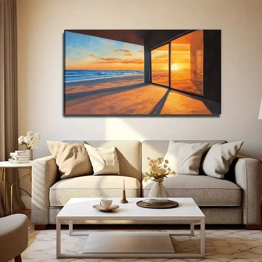 Modern Beach House Suitable Wall Art Canvas Office Home Room Framed 120x60cm