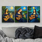 3pcs  Mona Lisa plays guitar Metal Print Ready to Hang Art