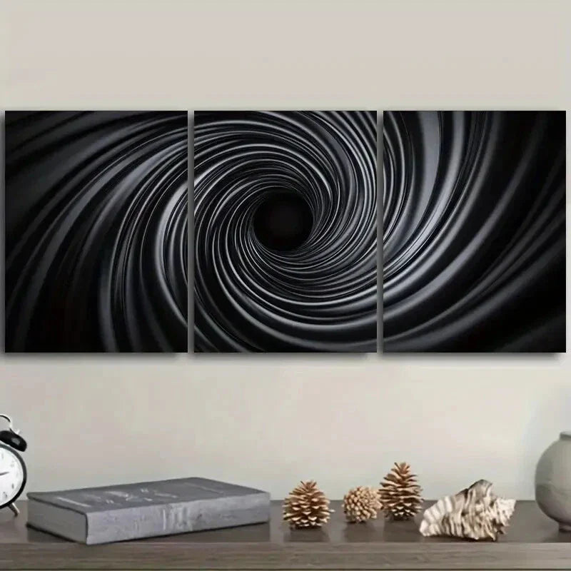 3pcs Black Hole Tunnel Design Wall Art Set Canvas Framed 40x60cm - High Quality Print 100% Australian Made Wall Canvas Ready to Hang