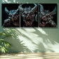 3pcs Sharp-toothed Devil Art Painting Metal Print Ready to Hang Art