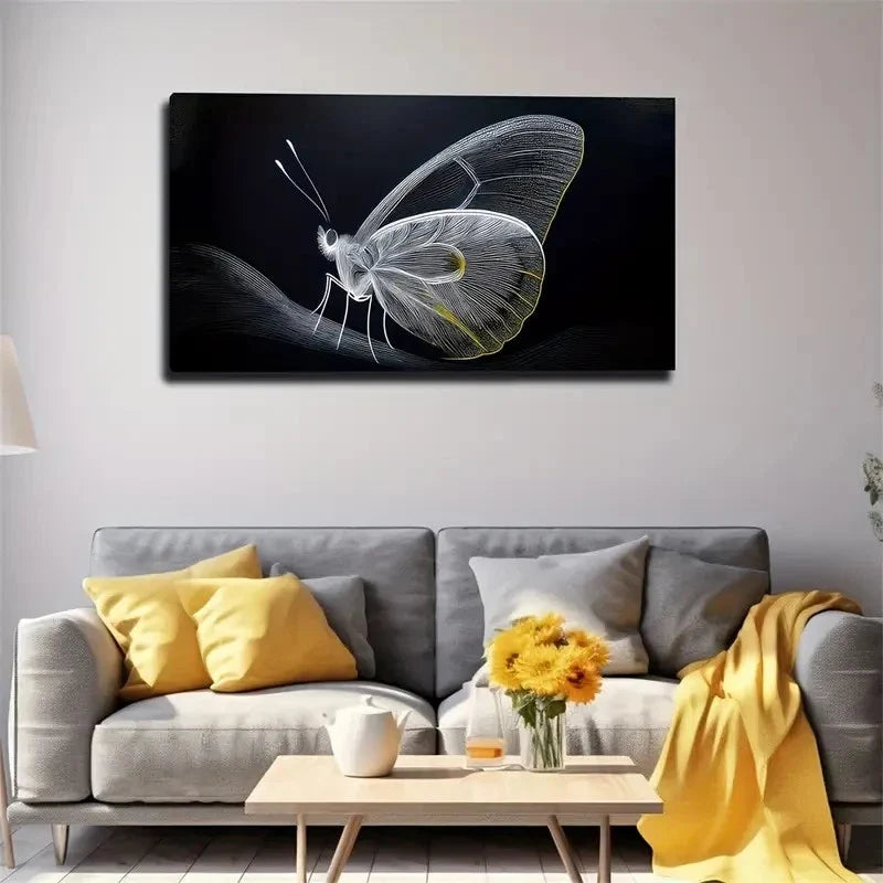 Fantastic Butterfly Black Wall Art Canvas Office Home Room Framed 120x60cm