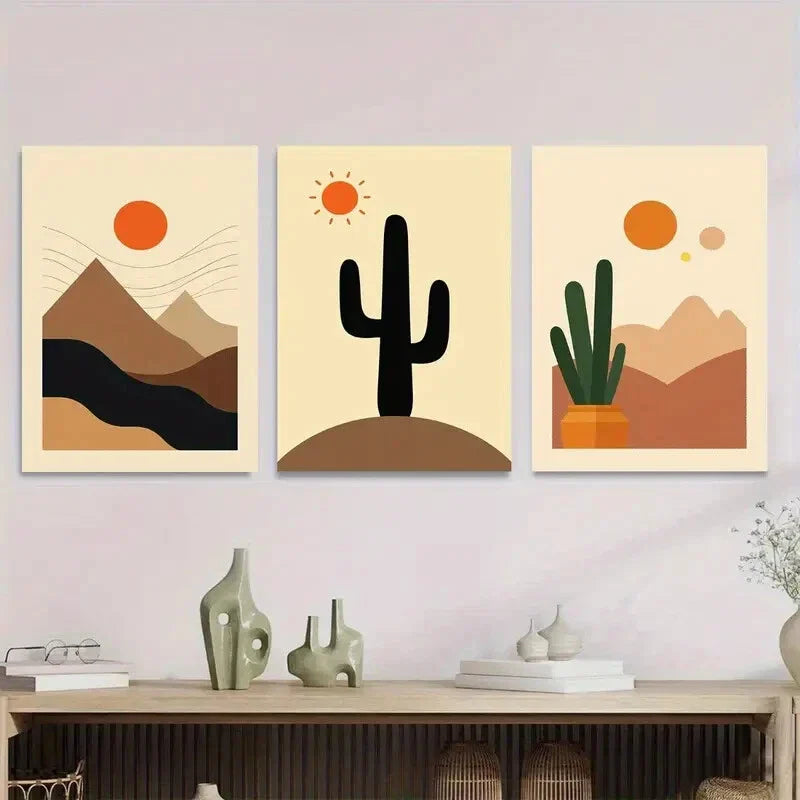 3pcs Modern Abstract Desert Landscape Metal Print Ready to Hang Art