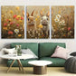 3pcs Adorable Rabbits in Meadow Rustic Spring Metal Print Ready to Hang Art