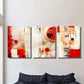 3pcs Red Abstract Geometry Paintings Metal Print Ready to Hang Art