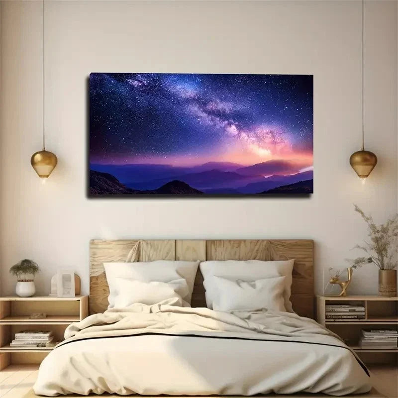 The Milky Way As Seen On Earth Wall Art Canvas Office Home Room Framed 80x45cm