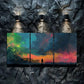 3pcs A Lone Figure Stands on The Edge On a Field Canvas Framed 40x60cm - High Quality Print 100% Australian Made Wall Canvas Ready to Hang