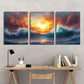 3pcs Abstract Depiction Of Ocean Waves Wall Art Set Canvas Framed 40x60cm - High Quality Print 100% Australian Made Wall Canvas Ready to Hang