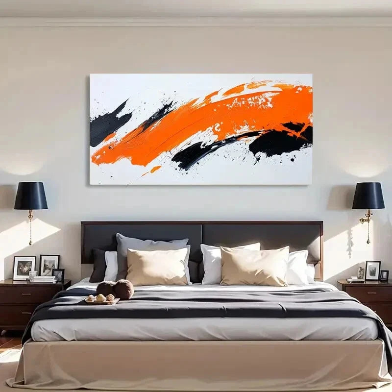 Abstract Orange Retro Classic Wall Art Canvas Office Home Room Framed 120x60cm