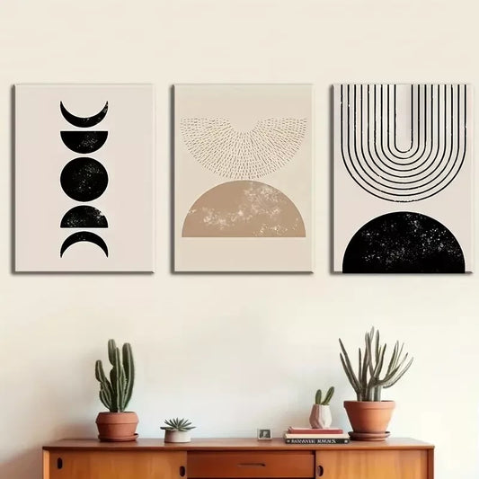 3pcs Modern Geometric Abstract Stripes Pattern  Wall Art Set Canvas Framed 40x60cm - High Quality Print 100% Australian Made Wall Canvas Ready to Hang