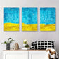 3pcs Blue and Yellow Abstract Minimalist Metal Print Ready to Hang Art