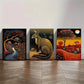 3pcs Space Kangaroo Animal Portrait Art Poster Metal Print Ready to Hang Art