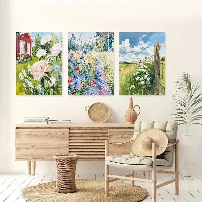 3pcs Artistic Vibrant Floral Nature Metal Print Ready to Hang Art