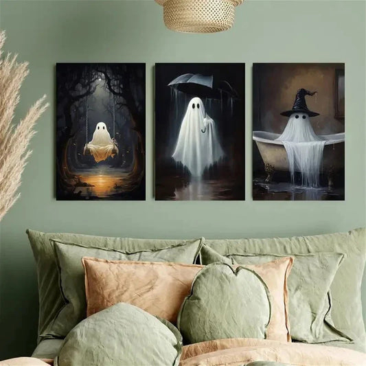 3pcs Gothic Ghost Metal Print Ready to Hang Art