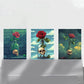 3pcs Skull Rose Vase White Clouds Metal Print Ready to Hang Art