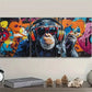 3pcs Vibrant Deco Monkey with Headphones Metal Print Ready to Hang Art