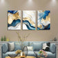 3pcs Abstract Golden White Marble Modern Metal Print Ready to Hang Art