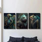 3pcs Steampunk Octopus & Fish Warrior Metal Print Ready to Hang Art