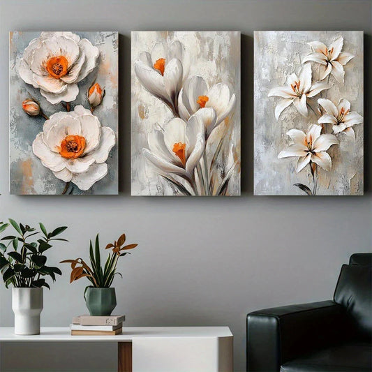 3pcs Beautiful Flowers Luxury Metal Print Ready to Hang Art
