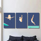 3pcs Dynamic Diver Poses in Blue & White Wall Art Set Canvas Framed 40x60cm - High Quality Print 100% Australian Made Wall Canvas Ready to Hang